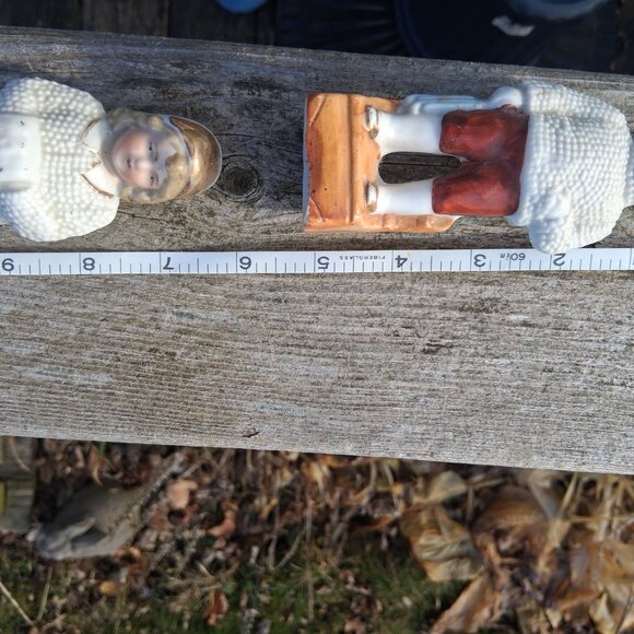 Antique German Porcelain Boy & Girl Snow Babies Nubbly Jackets Figurines 1910's - Picture 7 of 7